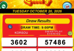 Happy Lottery Results for Tuesday, October 20, 2026