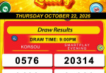 Happy Lottery Results for Thursday, October 22, 2026