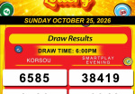 Happy Lottery Results for Sunday, October 25, 2026