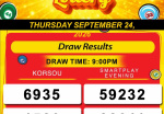 Happy Lottery Results for Thursday, September 24, 2026