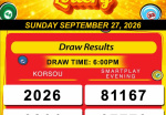 Happy Lottery Results for Sunday, September 27, 2026