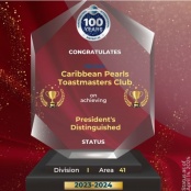 Caribbean Pearls Toastmasters Club Attains President's Distinguished Status for 2023-2024 Term